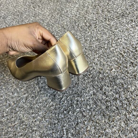 naturalizer gold leather Pumps Block Low Heels Pointed Toe US 4.5 Comfort New - Picture 5 of 9